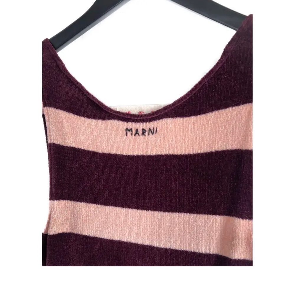 Marni Pink and Burgundy Brown Knit Sweater Maxi Dress L 44